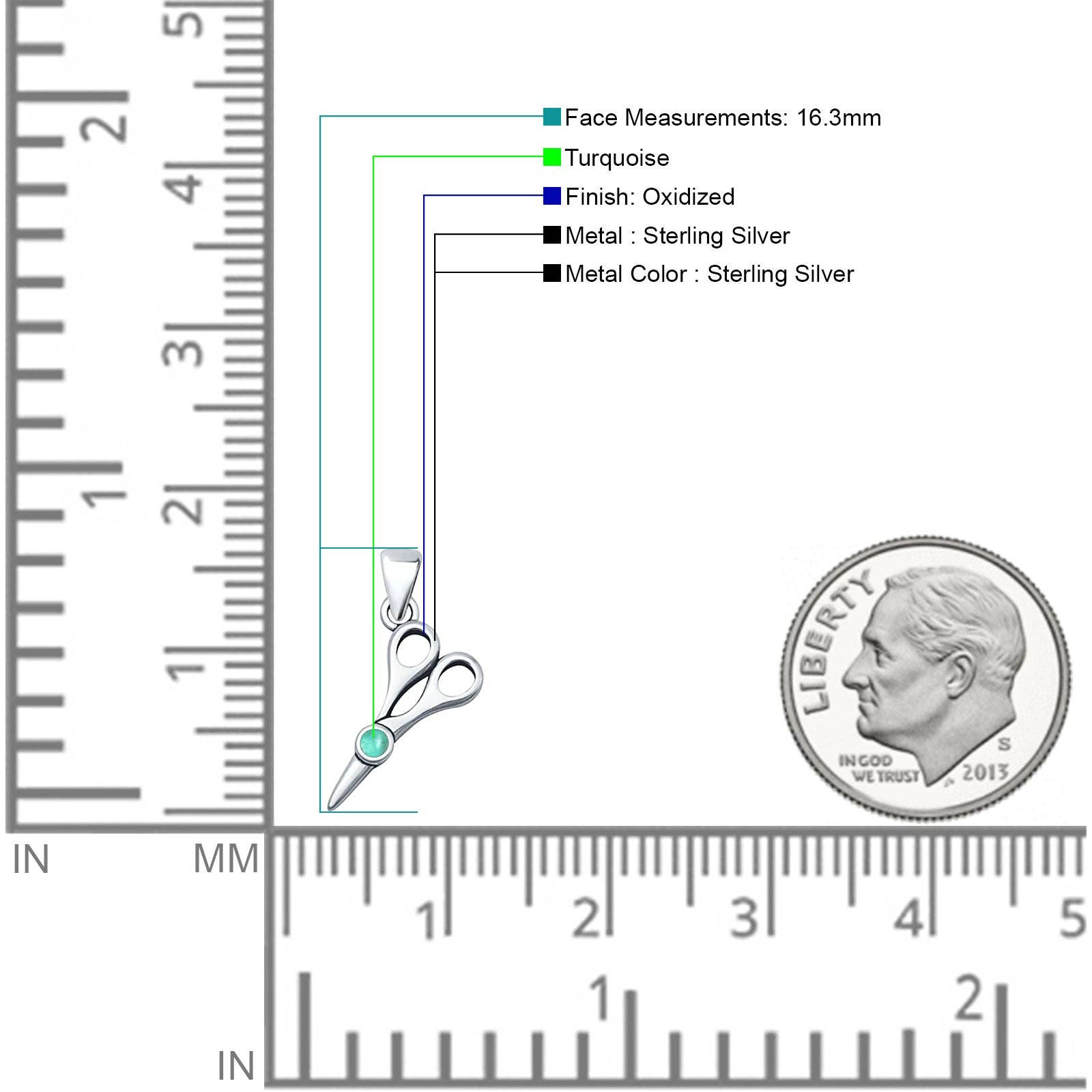 Blue Apple Imports – wholesale Individual charm/pendant – Turquoise Scissors Pendant Oxidized1