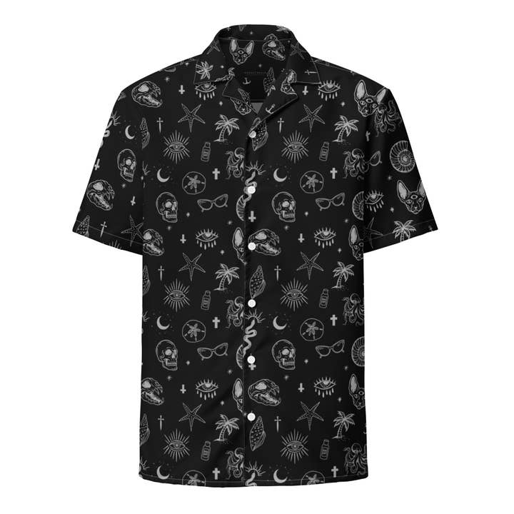 Occult Beach Black Unisex Button Shirt for wholesale by Rouge Hearts