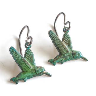 Pendientes pequeños de colibrí verdigris para venta al por mayor de ssd jewelry