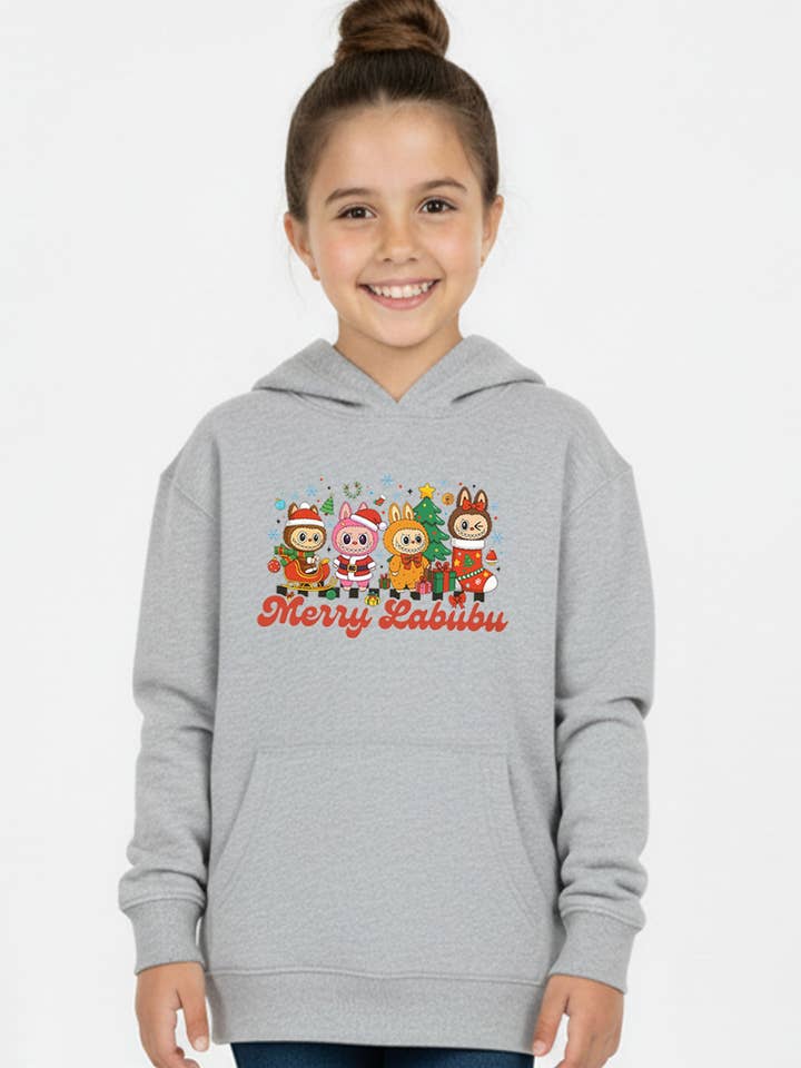 Kids Merry Labubu Christmas Printed Hoodie for wholesale by Missi Clothing