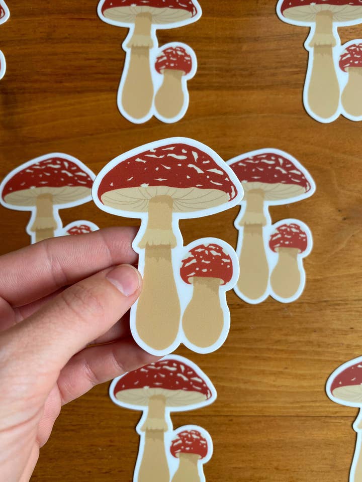 Amanita Mushroom Illustration Sticker | 3" x 2" for wholesale by Fern In The Forest