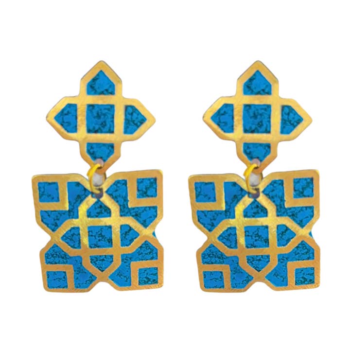 Anita earrings,blue for wholesale by Daughters of the Ganges