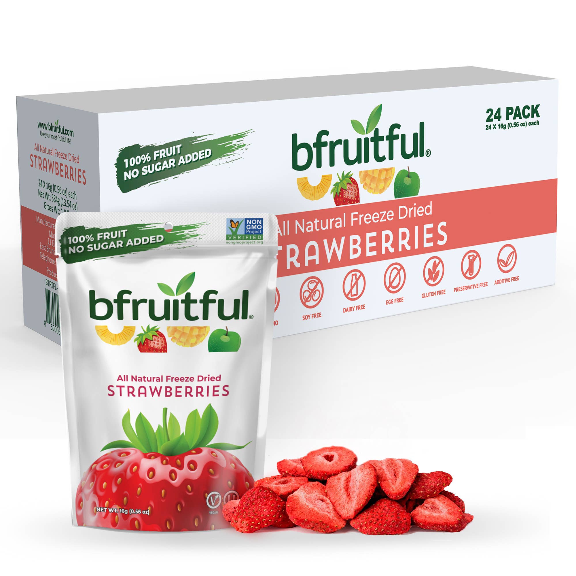 bfruitful - Wholesale Dried/Dehydrated Fruit - Freeze Dried Strawberries (24 Pack)1
