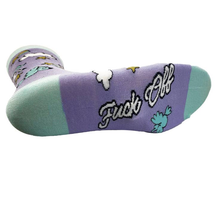 Purple Womens Fuck Off Socks Offensive Funny Sock for Women Cute for wholesale on Faire