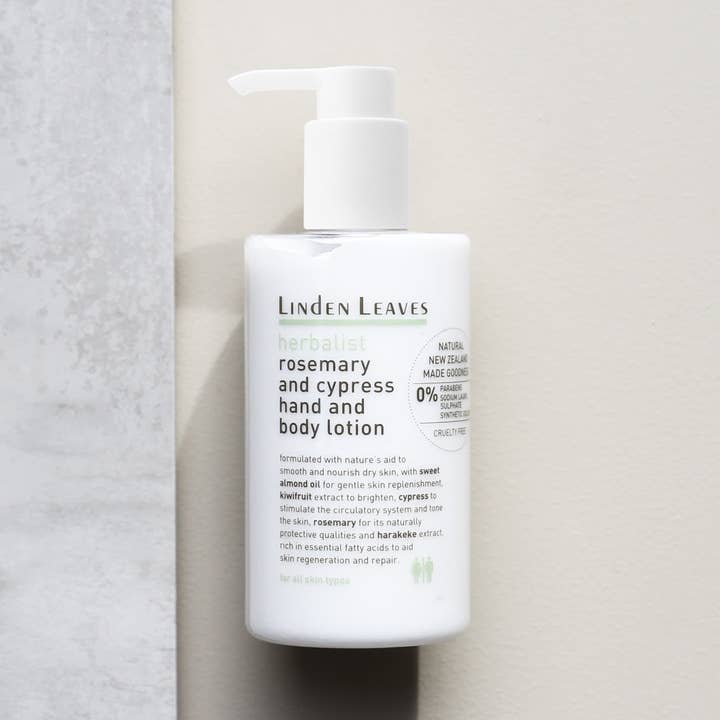 Rosemary and Cypress Hand and Body Lotion for wholesale by Linden Leaves