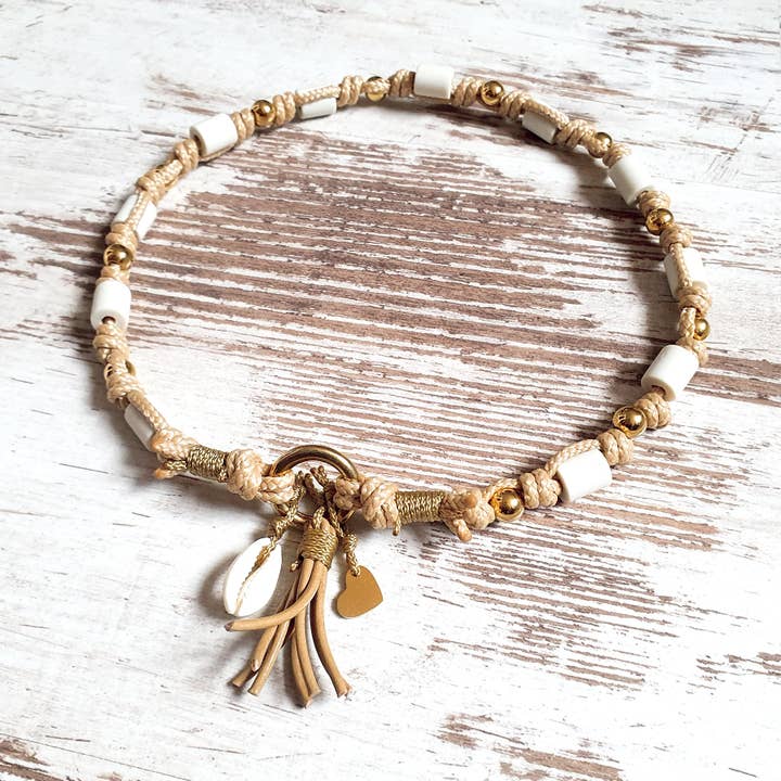 Felius for Dogs - Wholesale Pet Collar - Dog - EM Ceramic Dog Necklace ★Gipsymee★ Natural Shades - Beige