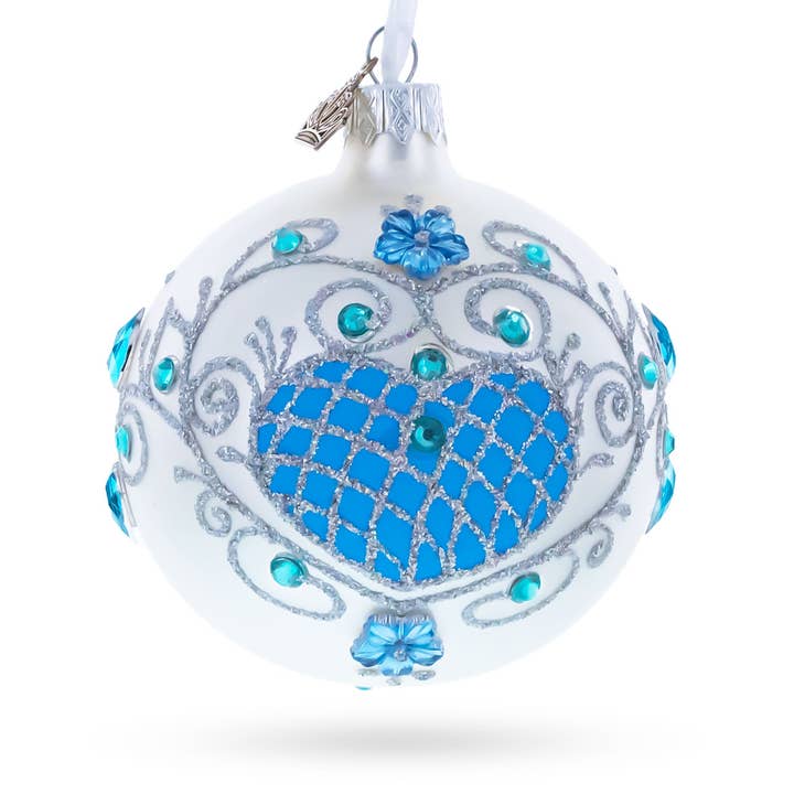 Turquoise Glass Ball Christmas Ornament 3.25 Inches for wholesale by BestPysanky