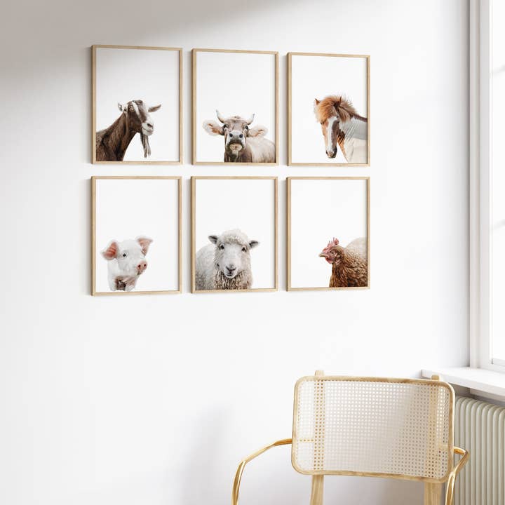Haus and Hues - Vente Set d'éléments de galerie photo - Ensemble de portraits d'animaux de ferme2