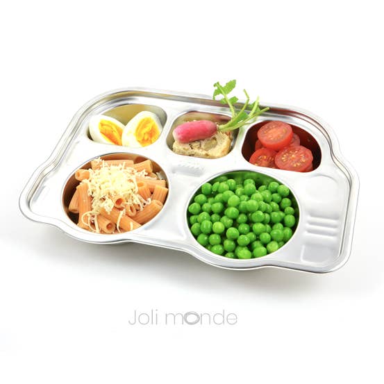 P'tit Bus - Kids 5-compartment meal tray for wholesale by Joli Monde