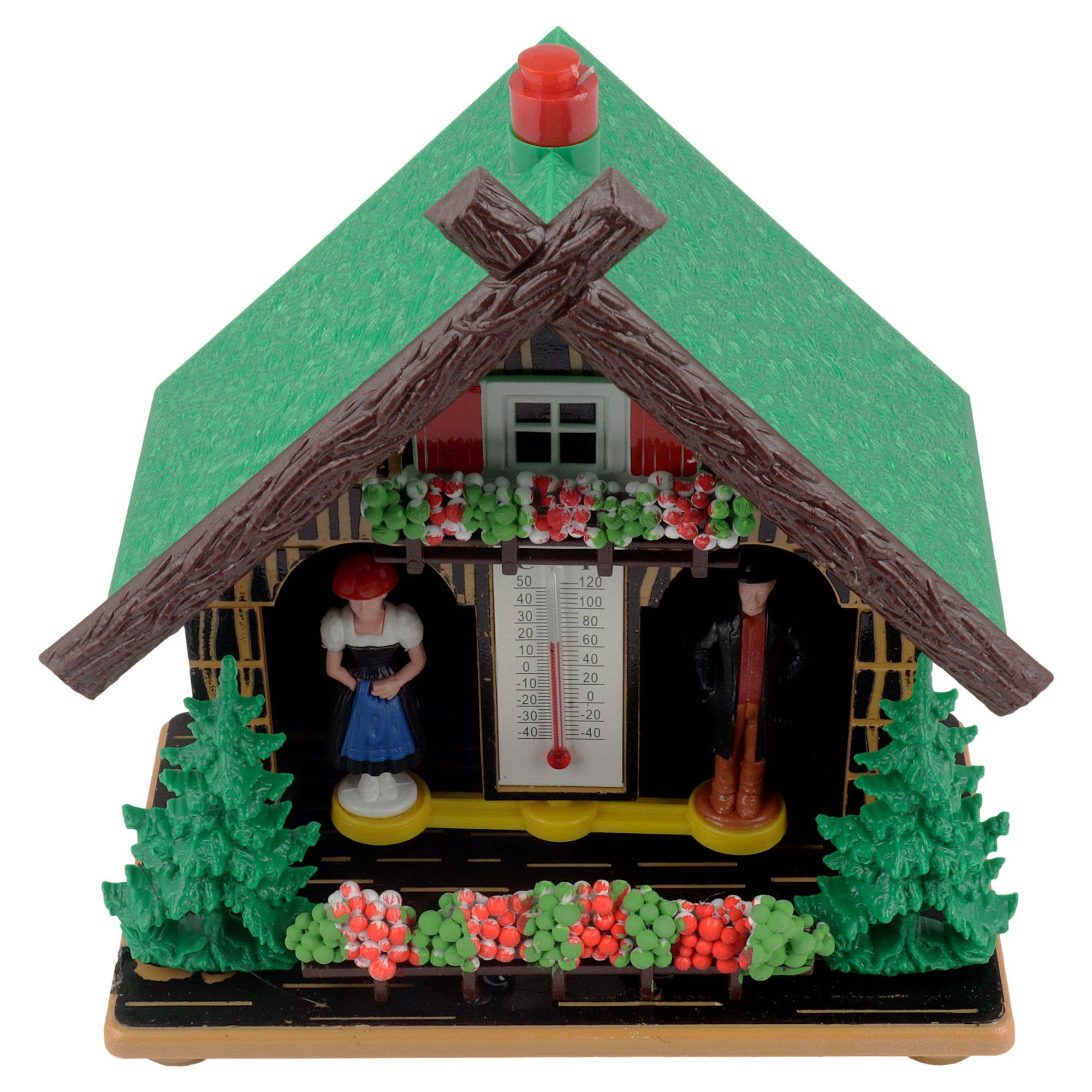 Tribal Trade GmbH - Wholesale Decorative Figurine - Wetterhaus thermometer Schwarzwald 01 green roof without deer2