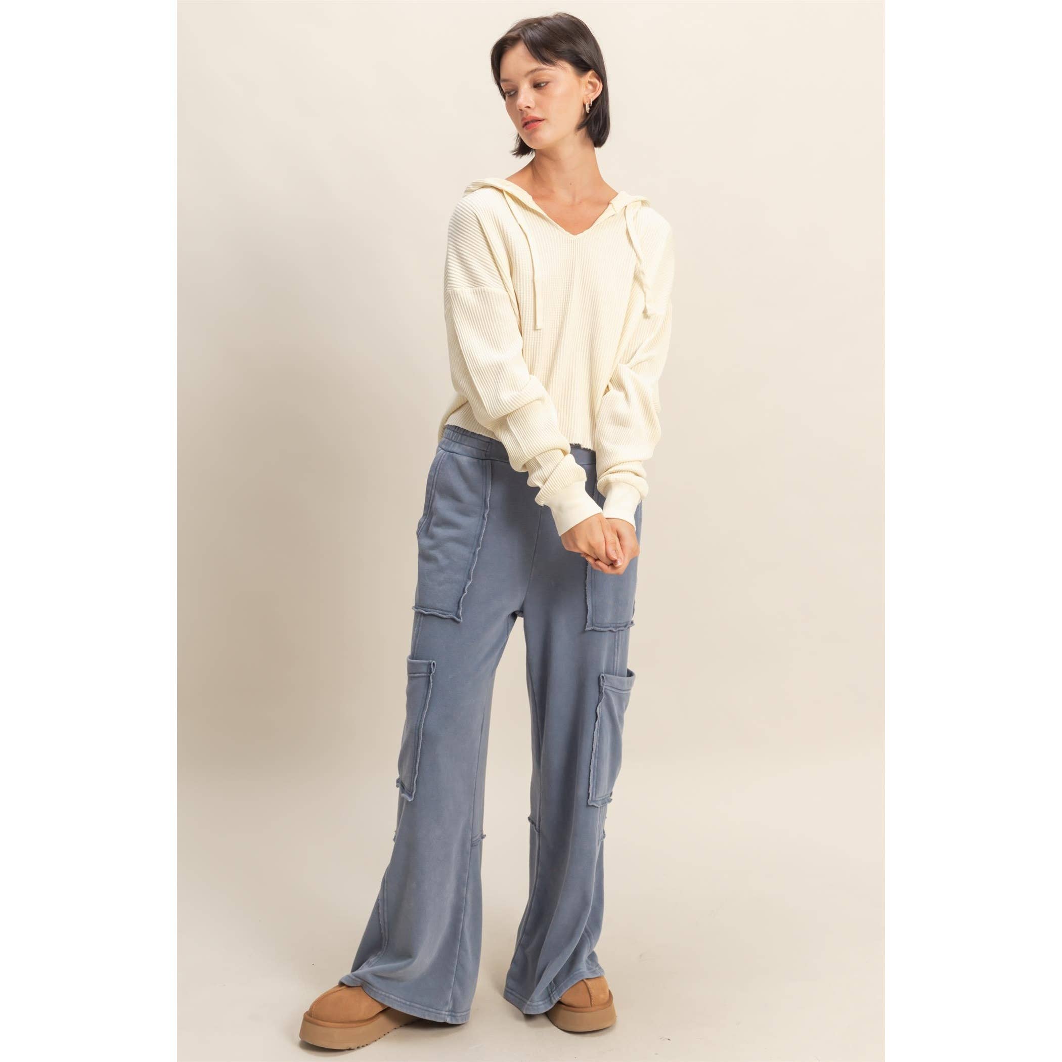 HYFVE – Hoodie – Mulher por atacado – Hoodie de Malha Waffle Cropped com Lavagem Mineral31