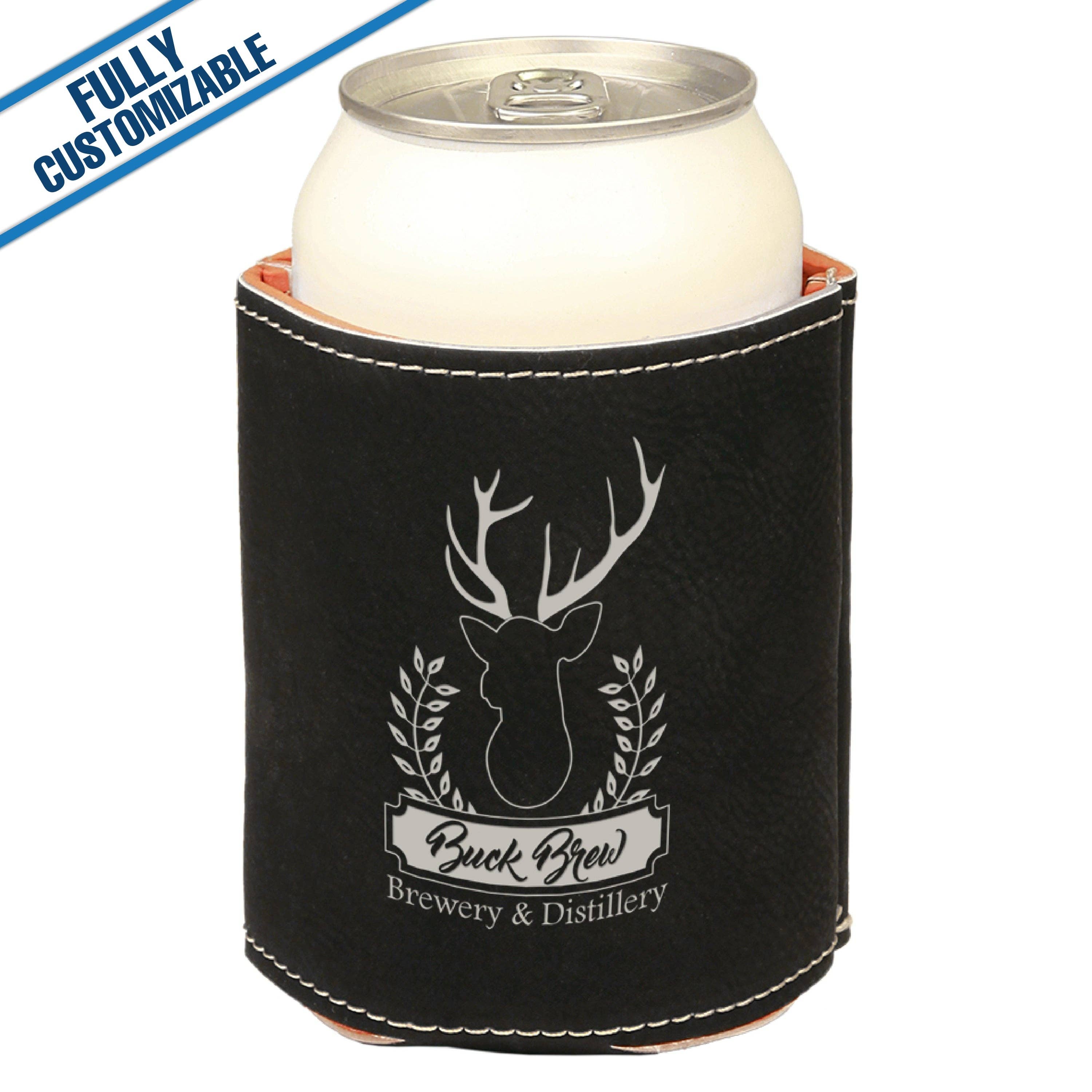 GiftWorksPlus - Vente Housses de boisson - 12 oz. Porte-boisson en similicuir gravé personnalisable8