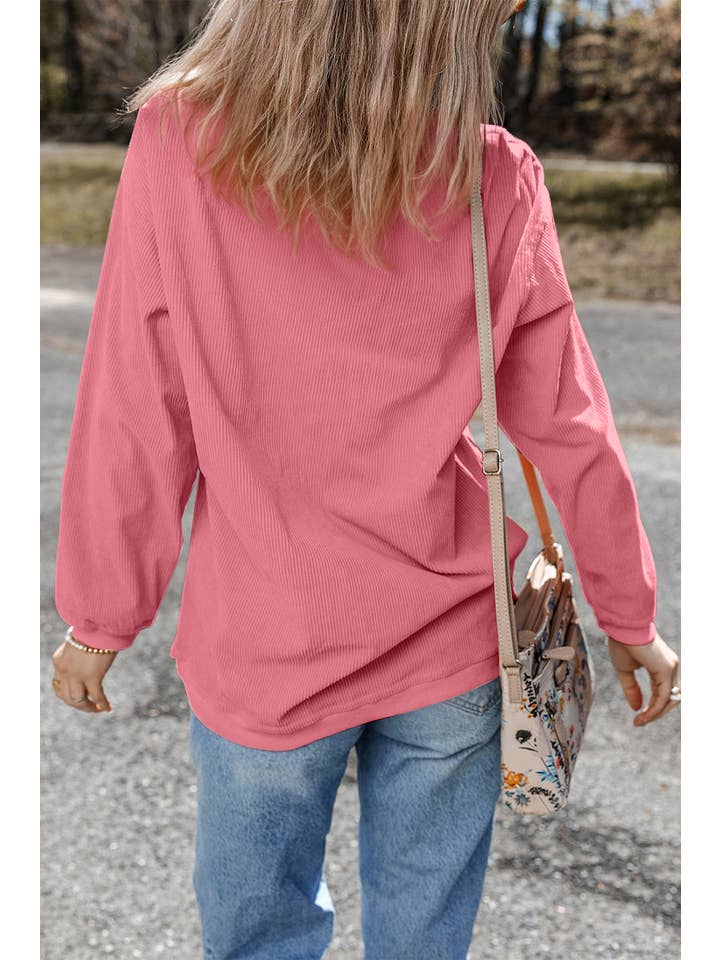 Aapparella - Vente Sweat-shirt – femme - Chandail à col rond en velours côtelé uni pour femmes | S-2XL38