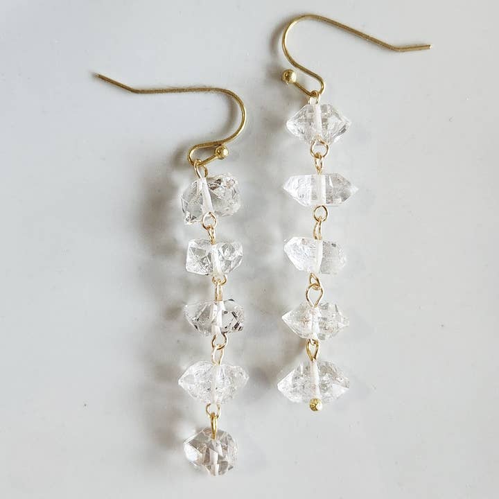 Herkimer Diamond Cascading Beaded Dangle & Drop Earrings for wholesale by Sara Sela Jewelry