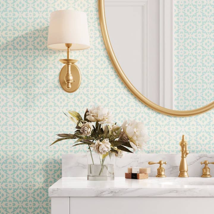 Laura Park Designs - Wholesale Wallpaper - Porto Tiles Aqua Peel and Stick Wallpaper