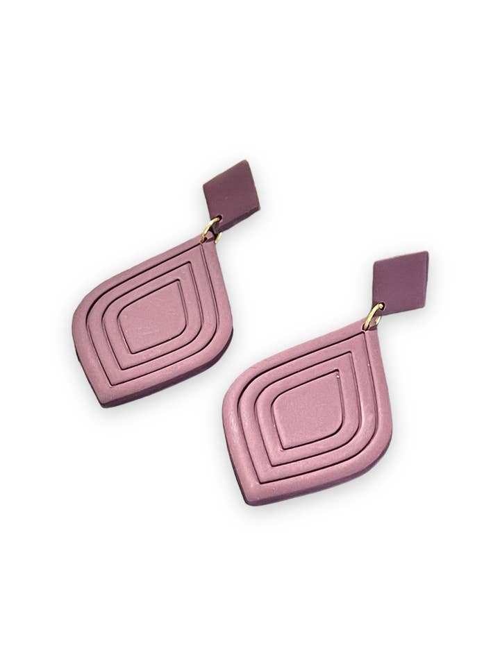 HANDCRAFTED - Royal Burgandy Abstract Polymer Clay Earring for wholesale by Cherry Casa
