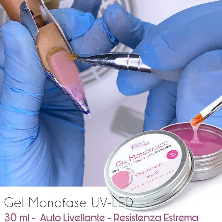 Pics Nails - Wholesale Nailcare Set - Monophasic Gel Builder UV-LED Professional 3In1 Clear Pink for Nails - 30 Ml Medium-High VISCOSITY Self-Leveling for Nails Extension, Ultra Resistant for Nail Reconstruction2