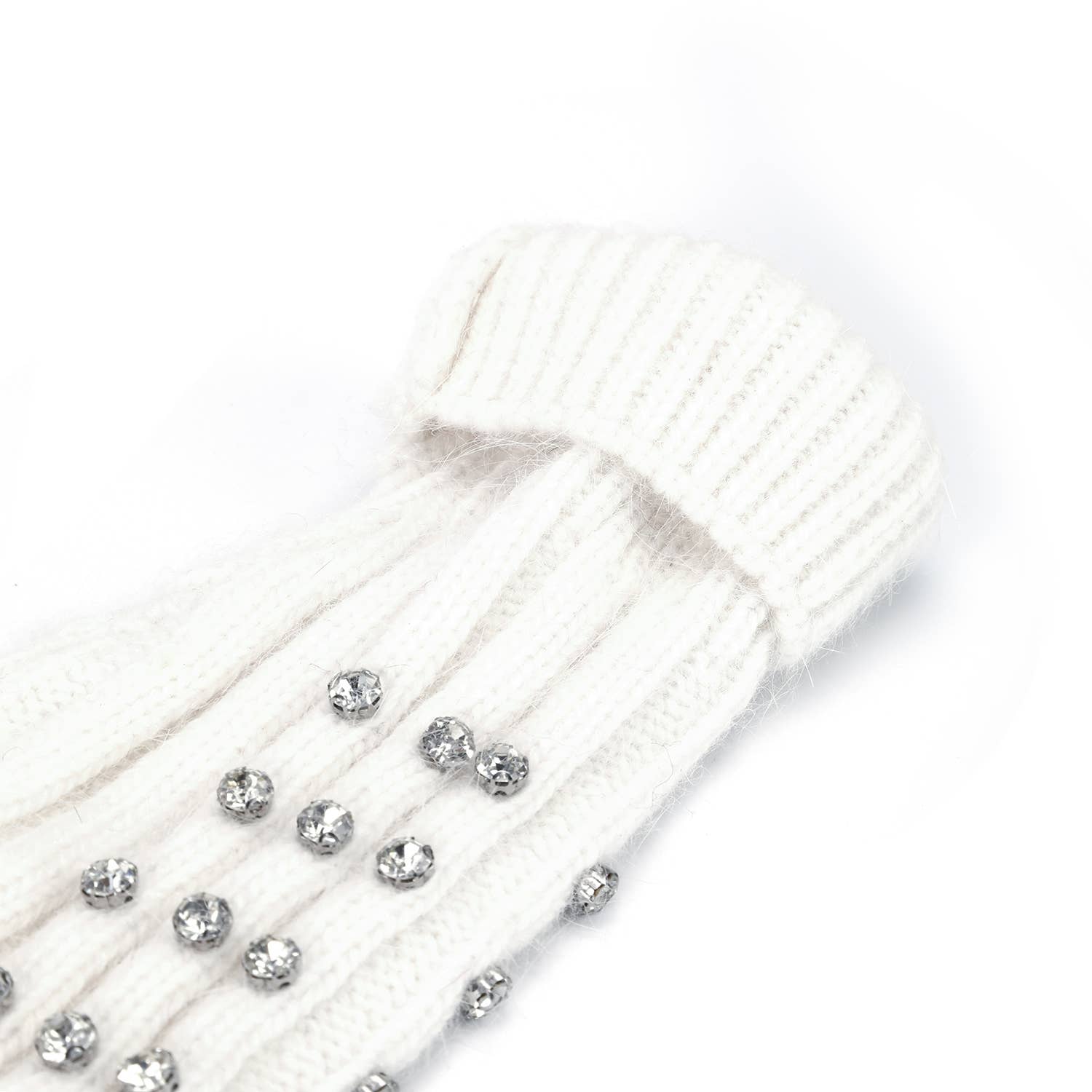 PEACH ACCESSORIES - Wholesale Gloves - Women's - Elegant Knitted Gloves with Rhinestone in Silver SD004-2 15