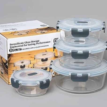 Genicook Product LLC - Wholesale Food Storage Container - Round Glass Containers - Set of 40