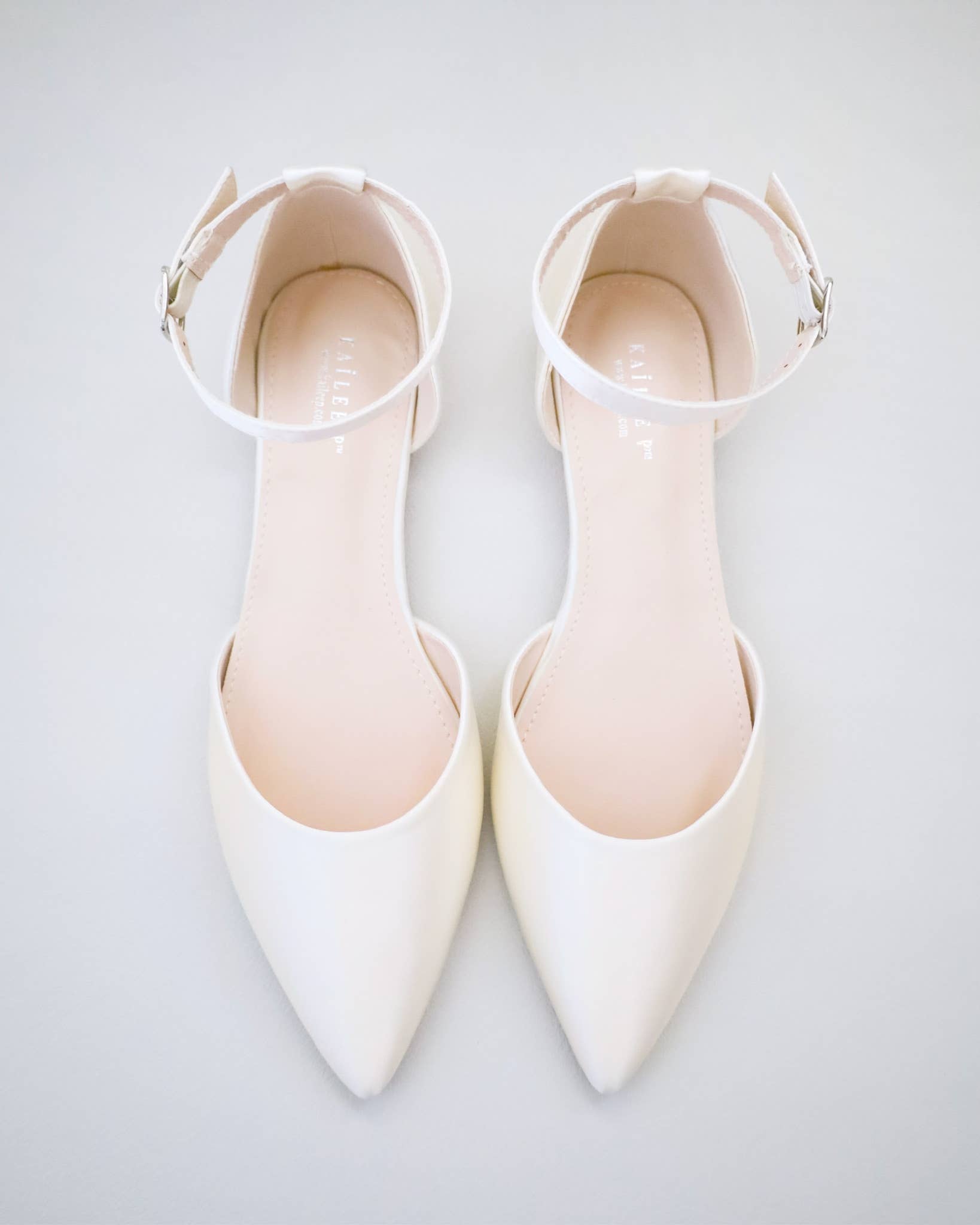 Kailee P. - Wholesale Flats - Women's - Satin Pointy Toe Flats with Ankle Strap