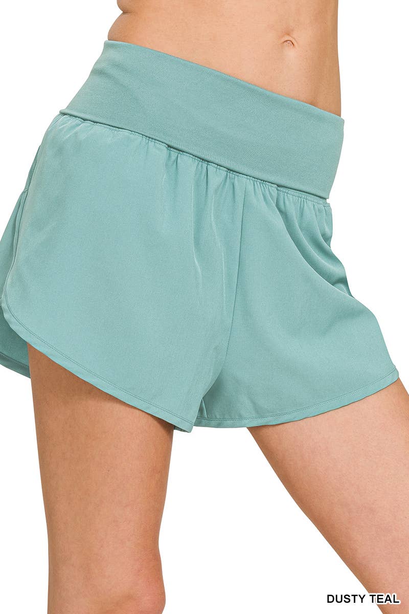 42POPS - Vendita all'ingrosso Pantaloncini - Donna - Shorts da corsa a vita alta con fascia ripiegabile SI-241016
