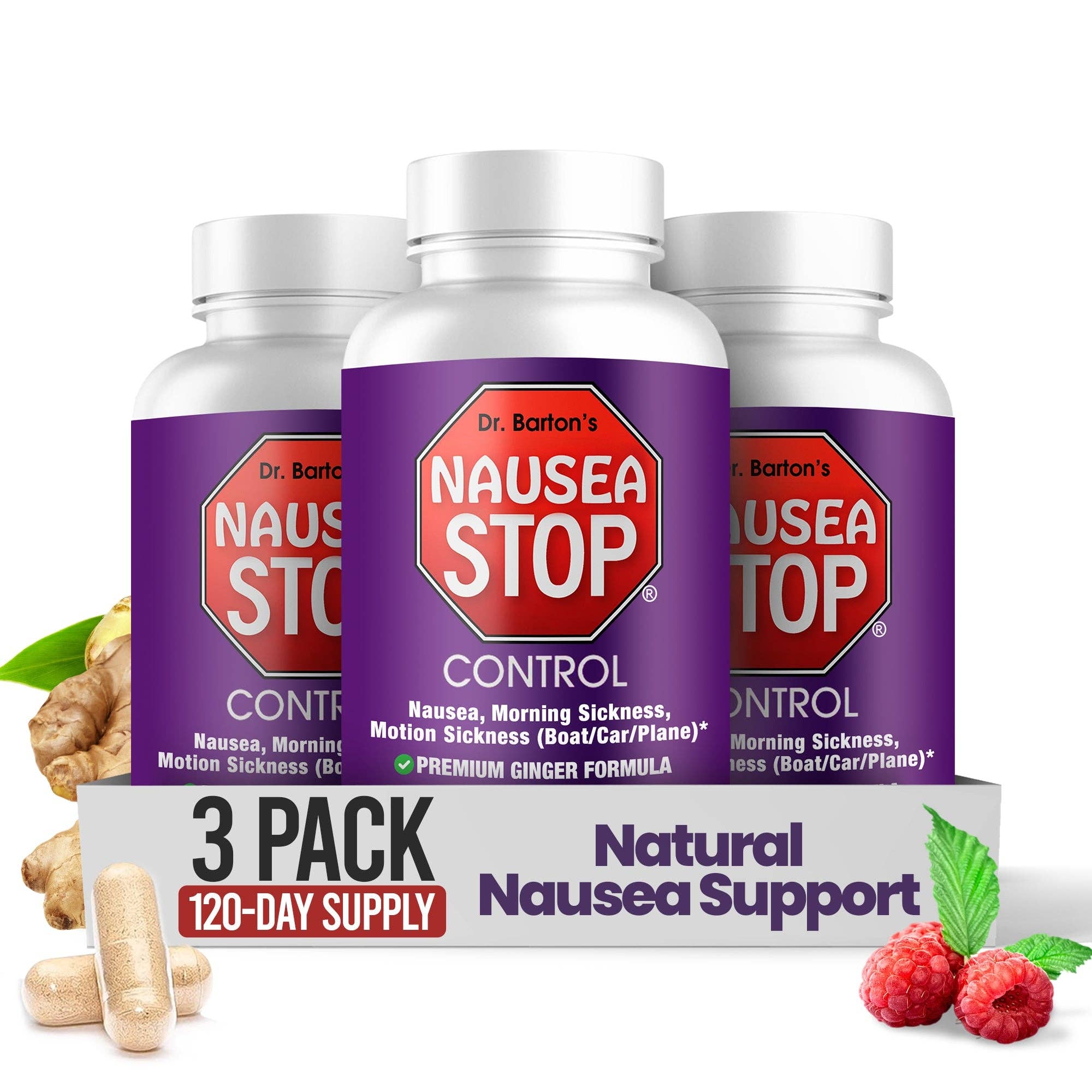 Dr. Bartons – Engroshandel Kosttilskud og vitaminer – Nausea Stop®: Naturlig Ingefær, Ikke-Søvnfremkaldende Kvalmestillende10