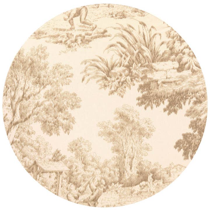 Sous-assiette en coton - Toile de Jouy noisette pour la vente par Maria Vittoria Atelier