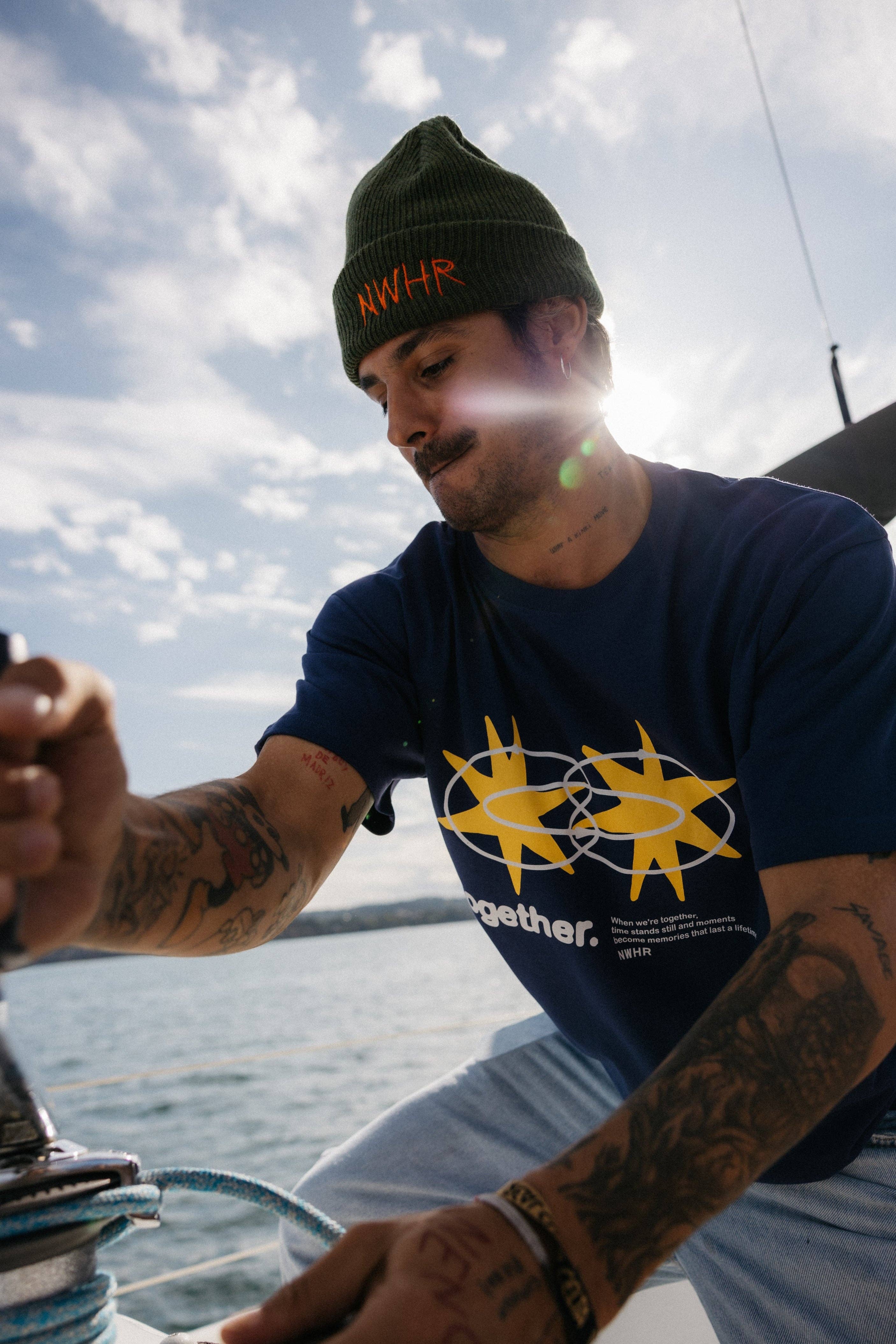 NWHR – wholesale Screen printed t-shirt – unisex – Star navy t-shirt - Organic Cotton2