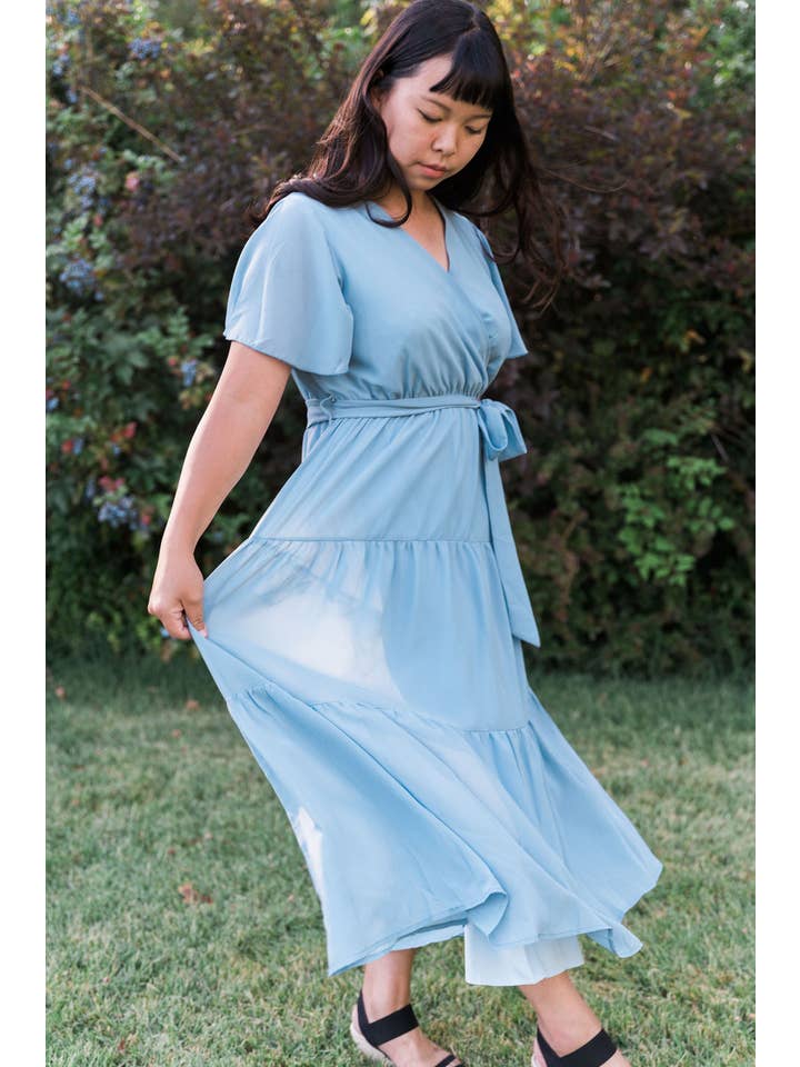 Peony Alley - Vendita all'ingrosso Vestito - Donna - Abito midi tinta unita color ambra