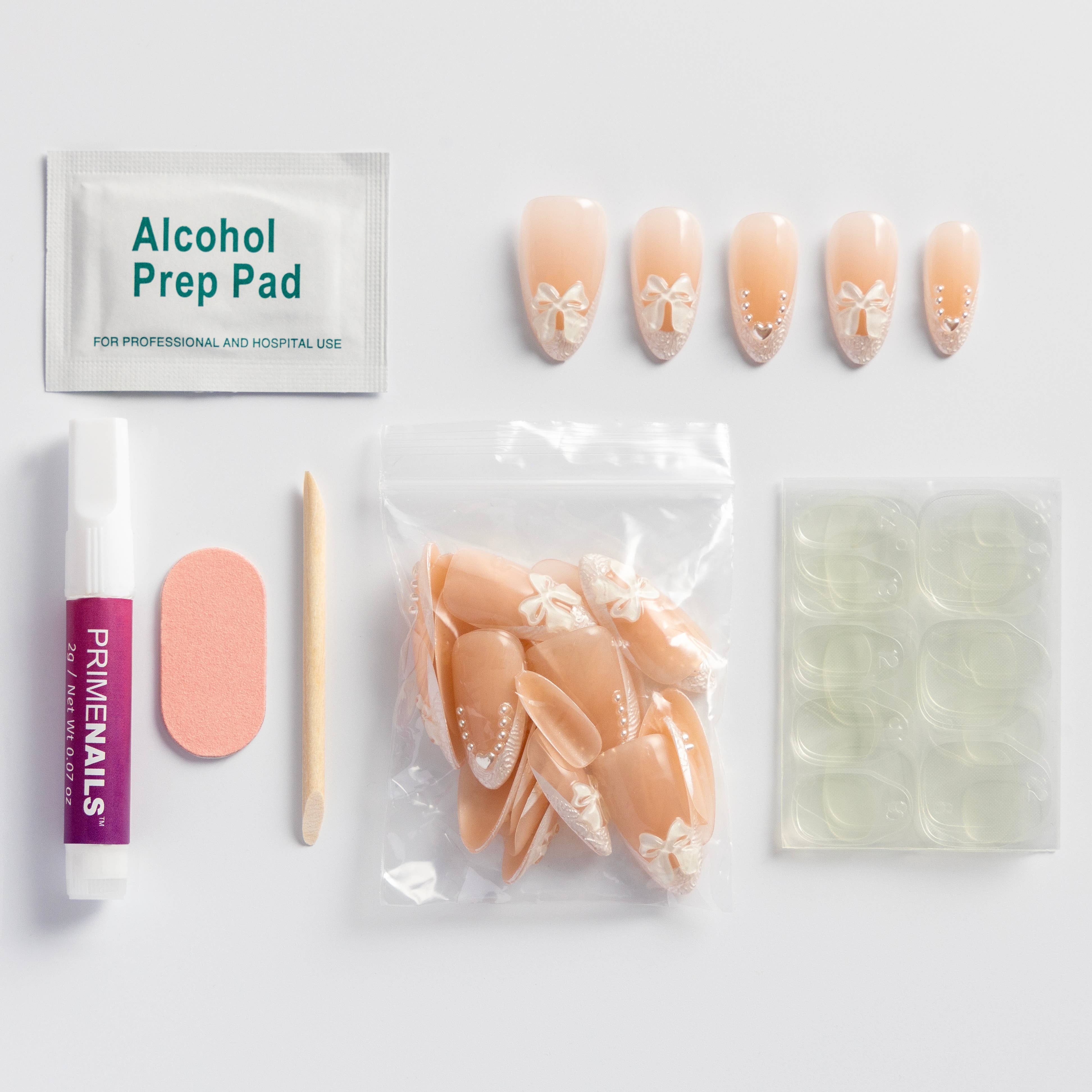 PRIMEBEAUTY - Wholesale Press-On/Fake Nails - Elegant Bow French Tip Nails3