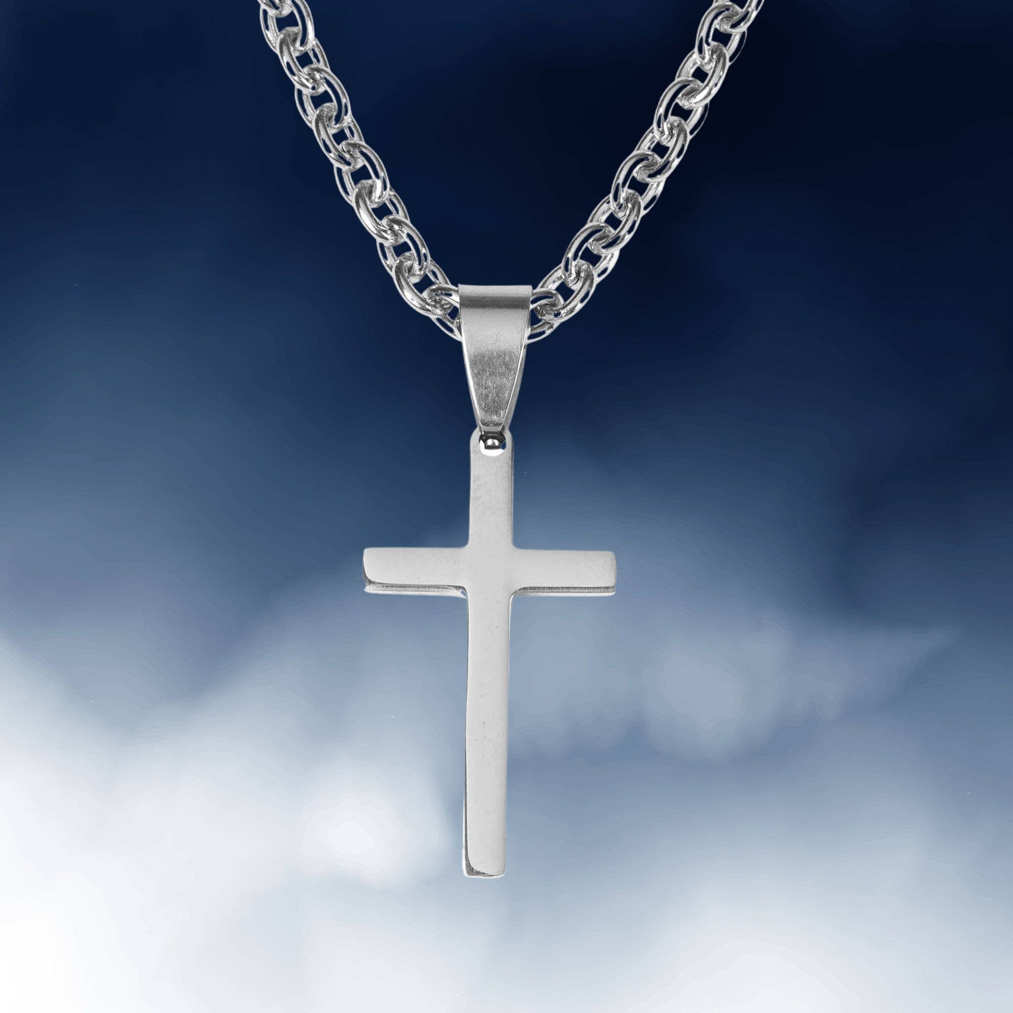 Dicksons – wholesale Pendant/charm necklace – Stainless Steel Slender Box Cross Necklace1