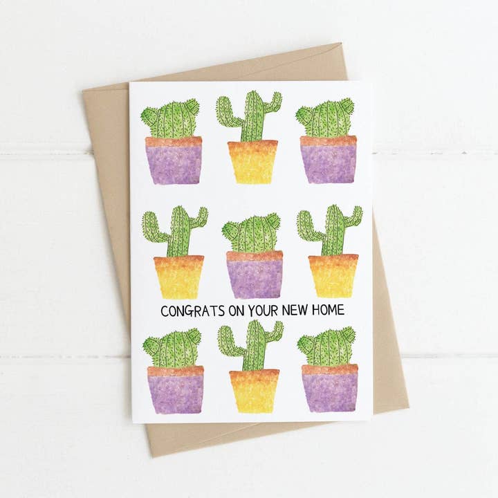 New Home Cacti | Housewarming | Greeting Card | Social Good for wholesale by Made by a Potato