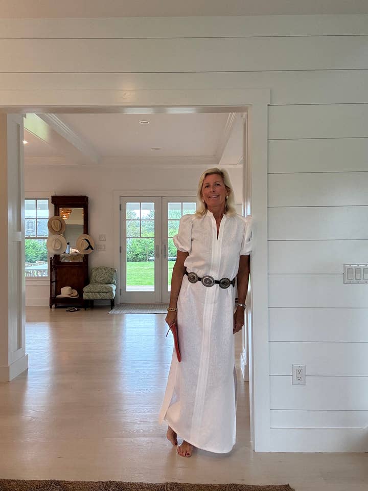 Sconset Maxi Dress in White Linen for wholesale by Vanessa Fox