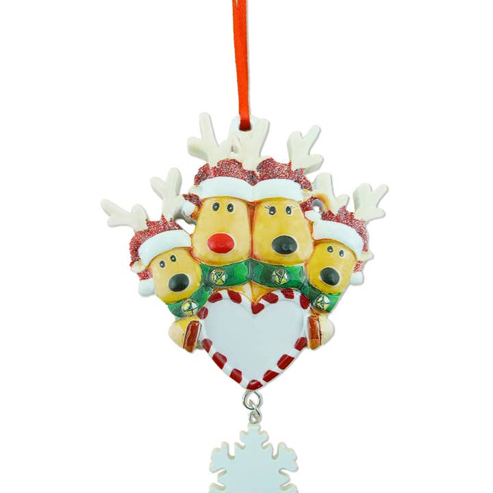 REINDEER WITH SNOWFLAKE-4 RESIN ORNAMENT for wholesale by Classy Art Designs, LLC