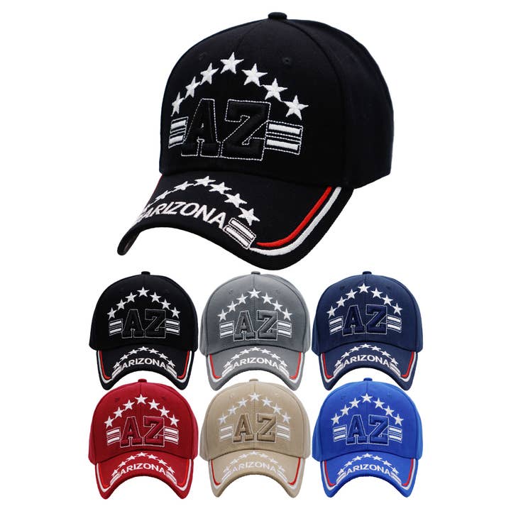Cap Zone - Wholesale Baseball Cap - Unisex - Arizona AZ Star Stripe Velcro Back Baseball Cap