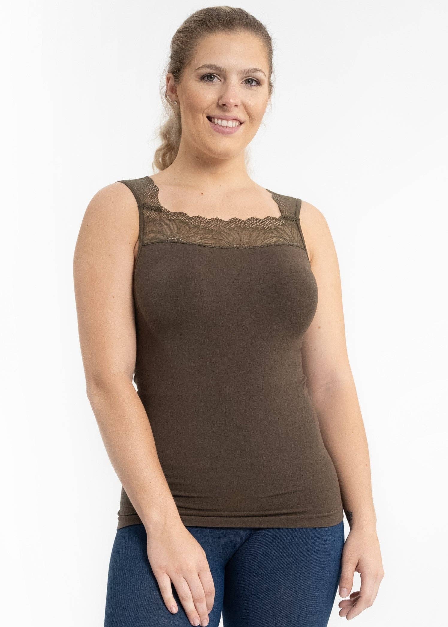 ELIETIAN - Vente Haut en maille – femme - Top réversible avec insert en dentelle49