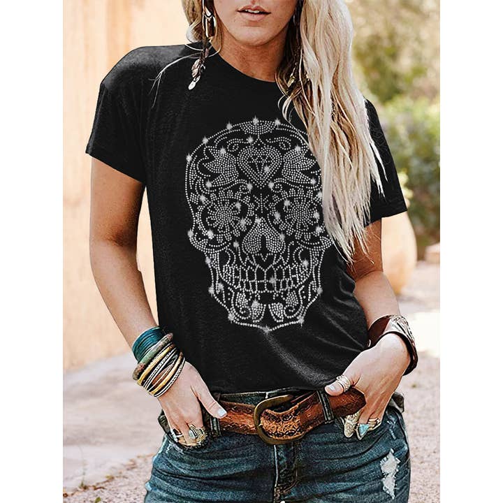 Camiseta estampada Diamond Skull para venta al por mayor de Tourtiwi