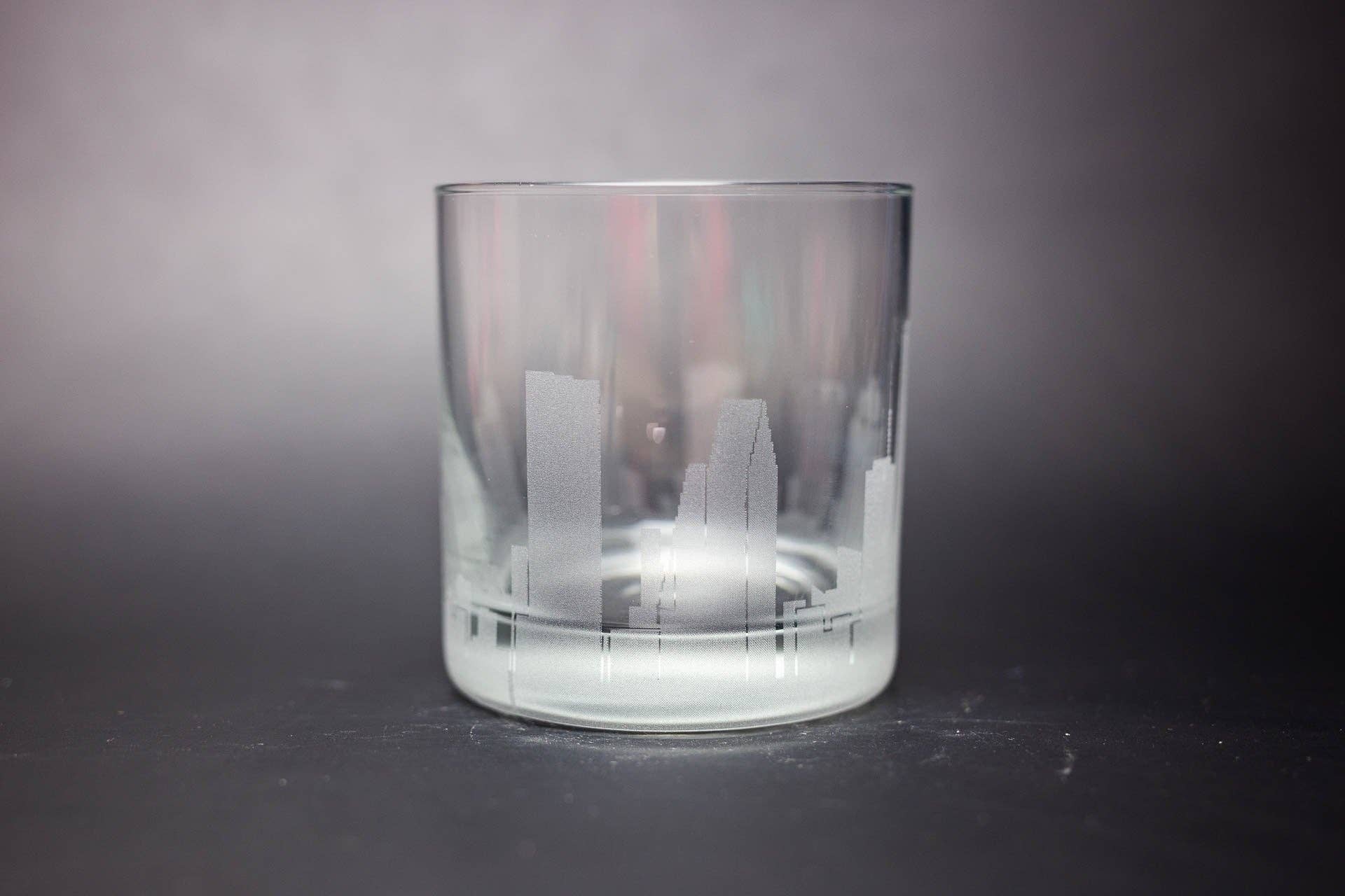 Urban & Etched - Wholesale Cocktail/Liquor Glass - Houston, Texas Skyline Rocks Glass3