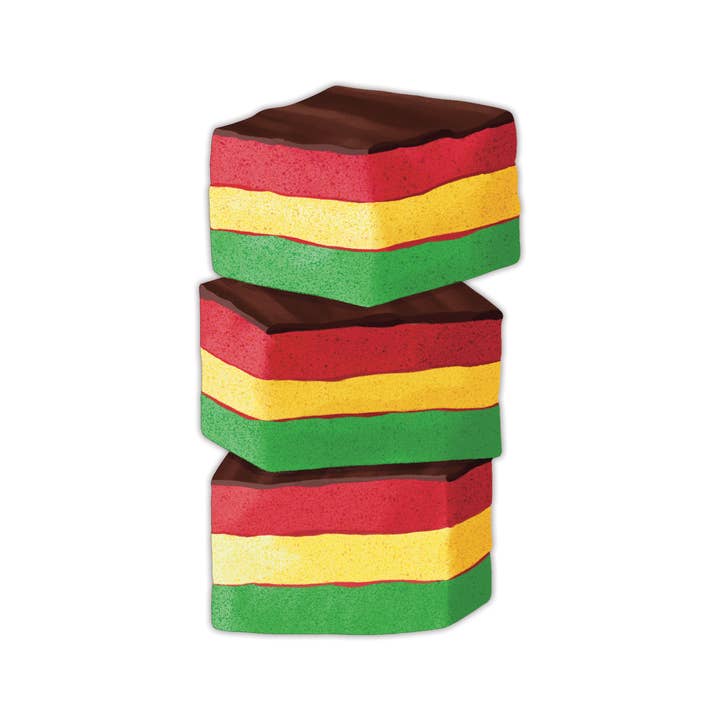 Marque-page découpé en forme de dessert aux biscuits arc-en-ciel italiens pour la vente par Grey Street Paper