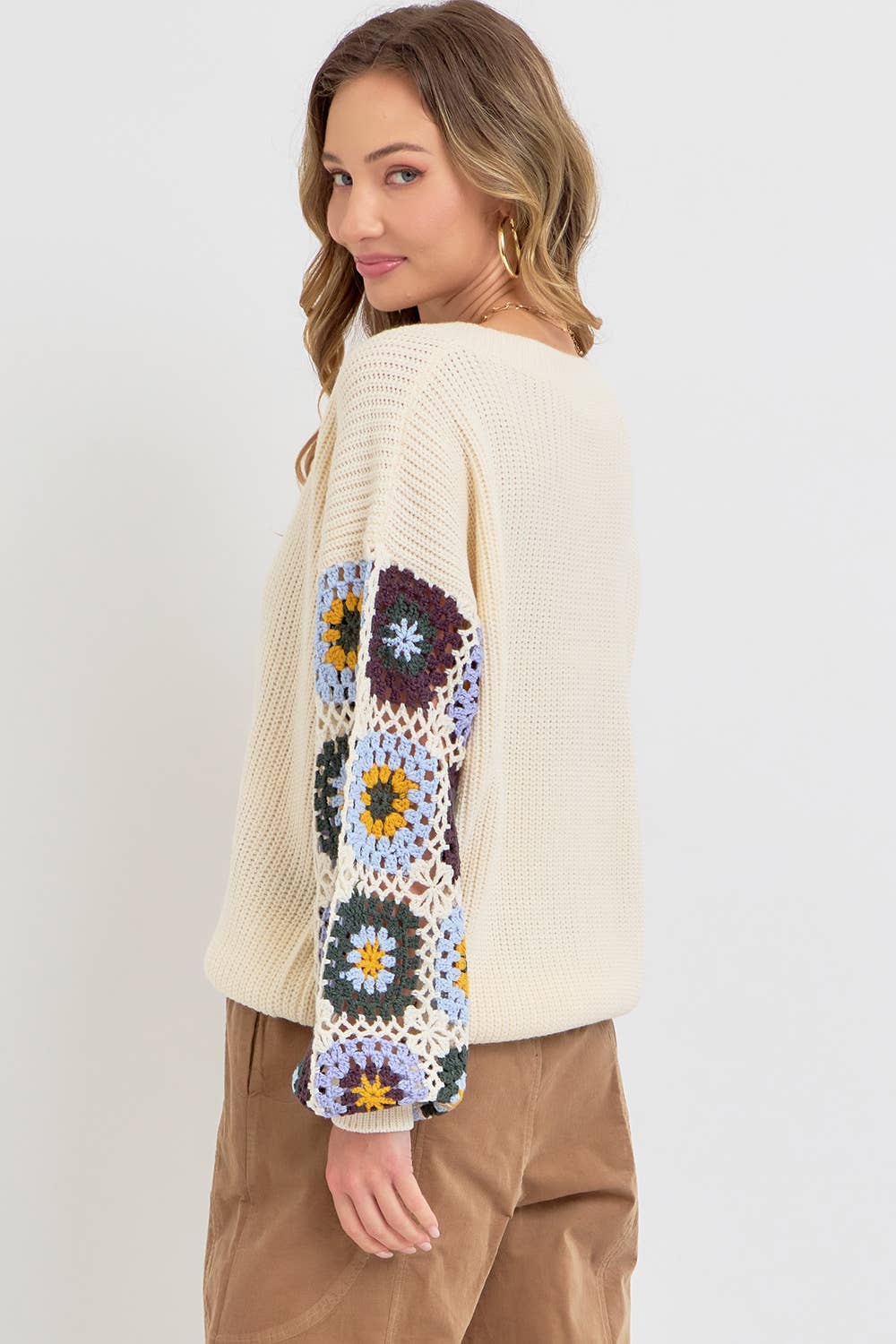 Sweet Lovely by Jen - Wholesale Knit Sweater - Women's - CROCHET PATCHWORK SWEATER8