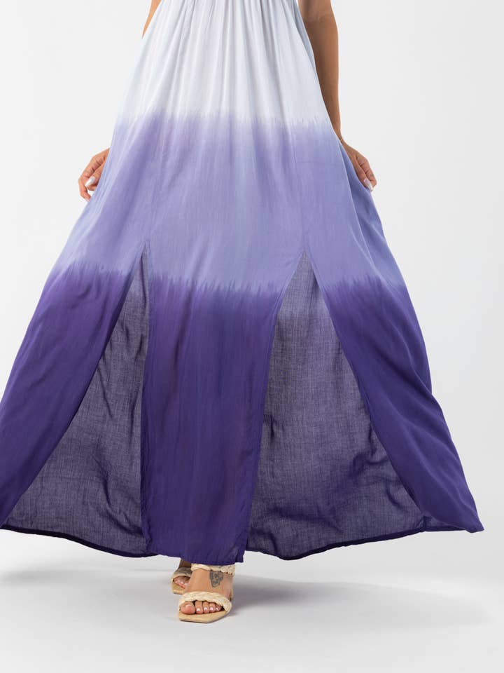 White Indigo Ombre Hollie Maxi Dress for wholesale on Faire