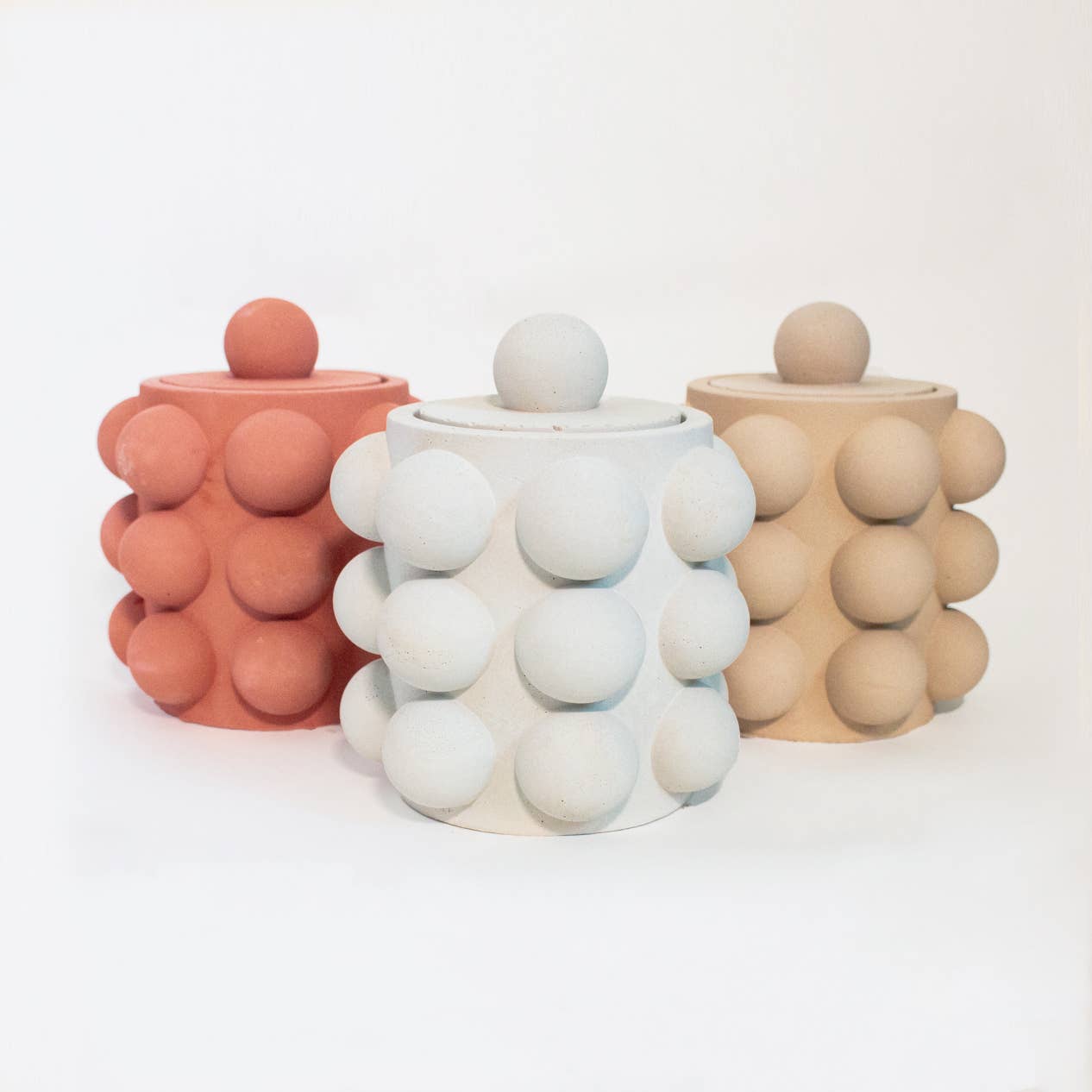 Moderniche - Vente Bougeoirs - Pot à bougie en béton vide de 8 oz avec couvercle en option - Style à bulles6