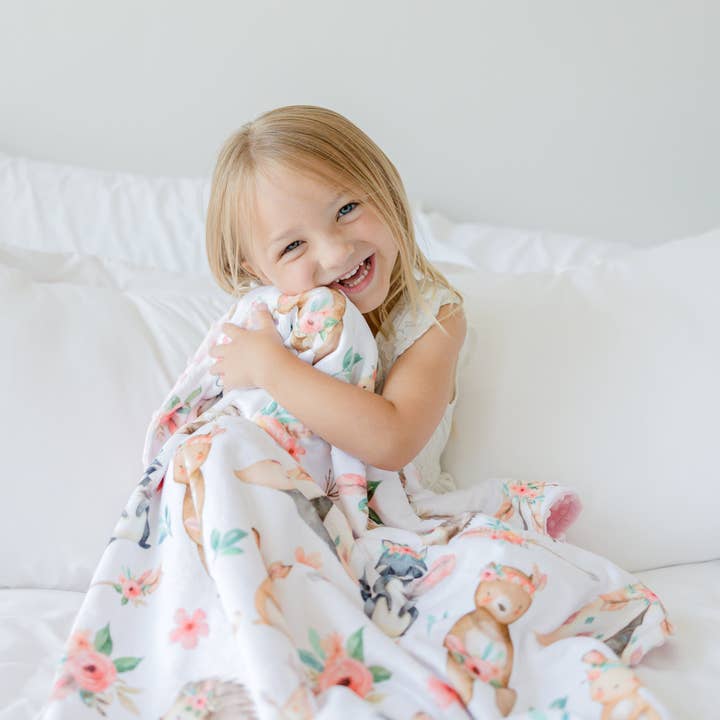 Honey Lemonade - Wholesale Bedding Blanket - Kids & Baby - Baby & Toddler Minky Blanket - Woodland Tribe Pink