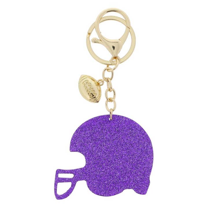 Football Charm & Purple Glitter Football Helmet Keychain for wholesale by Jane Marie