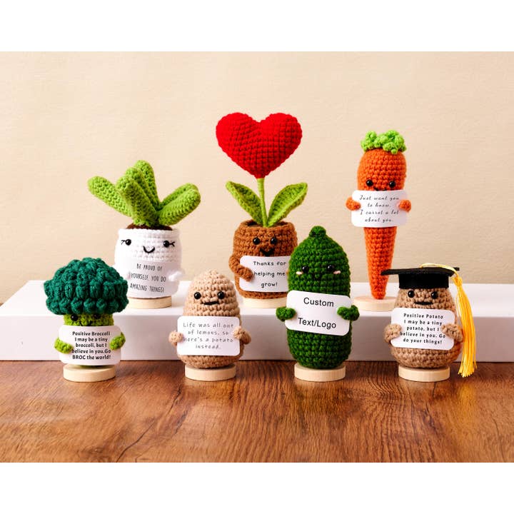 TOMOPOD LLC - Wholesale Stuffed/Plush Toy - Kids & Baby - Positive Crochet Desk Decor, Handmade Emotional Support Gift3