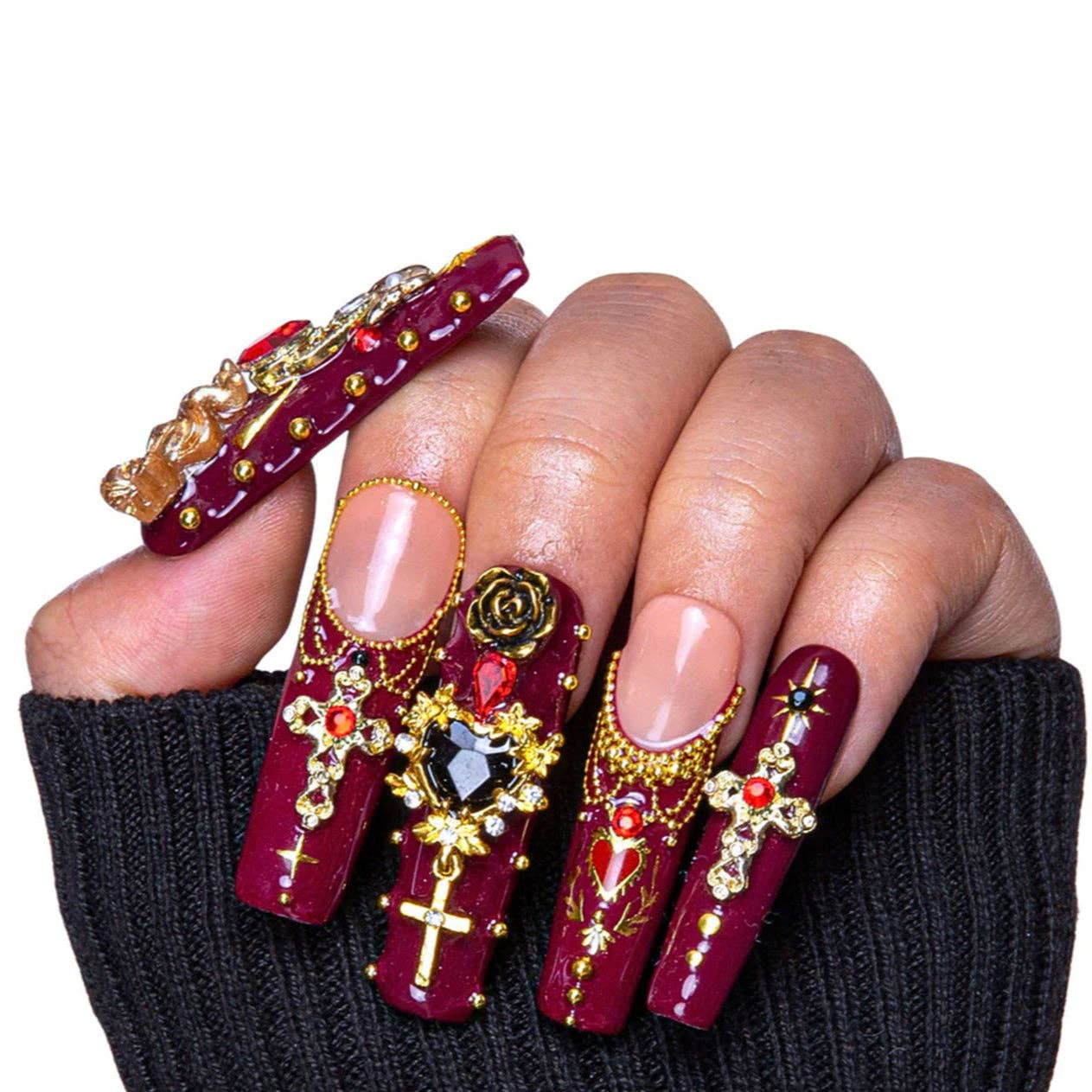 Laflare - Wholesale Press-On/Fake Nails - LOVFUL Gothic Romance Handmade Reusable Full Cover Press on Nails H3330
