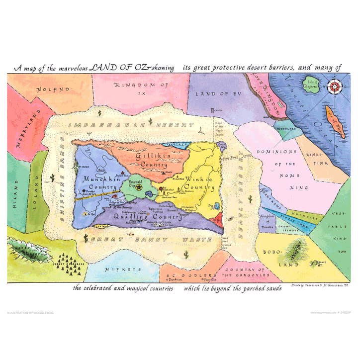 Laughing Elephant - Wholesale Art Print - Map of Oz - Storybook Classics Print