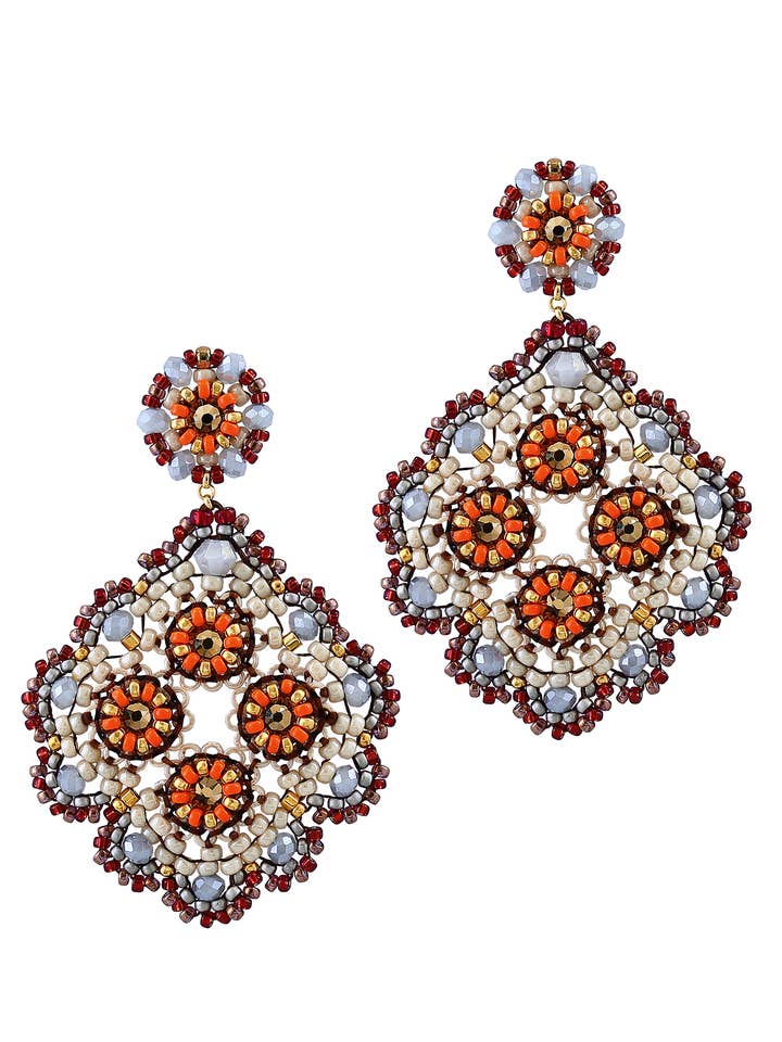 Mellemstor diamantformet ørering i nuancer af brun, E24518 for engroshandel hos Miguel Ases