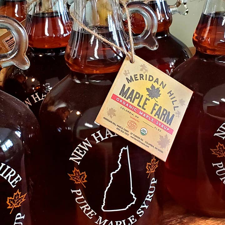 Meridan Hill Maple Farm - Wholesale Maple Syrup - Pure Organic NH Maple Syrup in NH Glass Bottle (Gallon)