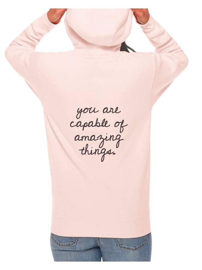 Rad Vibes Only - Wholesale Hoodie - Women's - You Are Capable of Amazing Things Hoodie Words On Sleeve